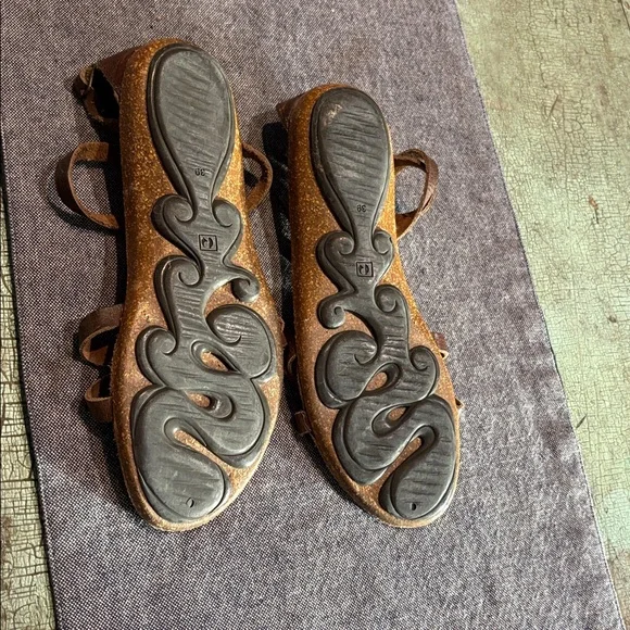 Eddie Bauer Leather Gladiator Sandals Brown Ankle Strap Comfort Women 9 - Picture 4 of 5